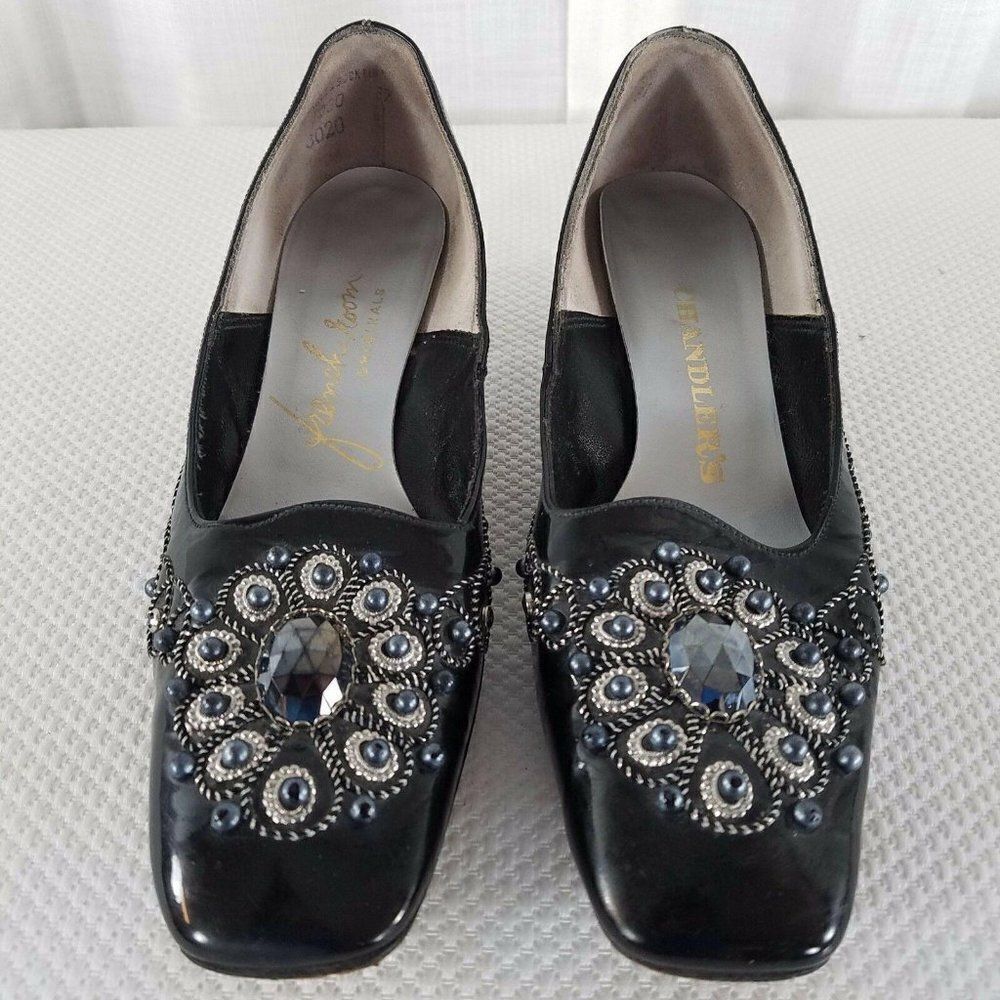 1950s Chandlers French Room Originals Black Patent Leather Shoes Size 6